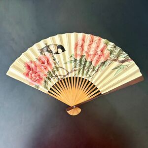 Vintage CCAC Chinese Folding Fan. Bamboo Paper